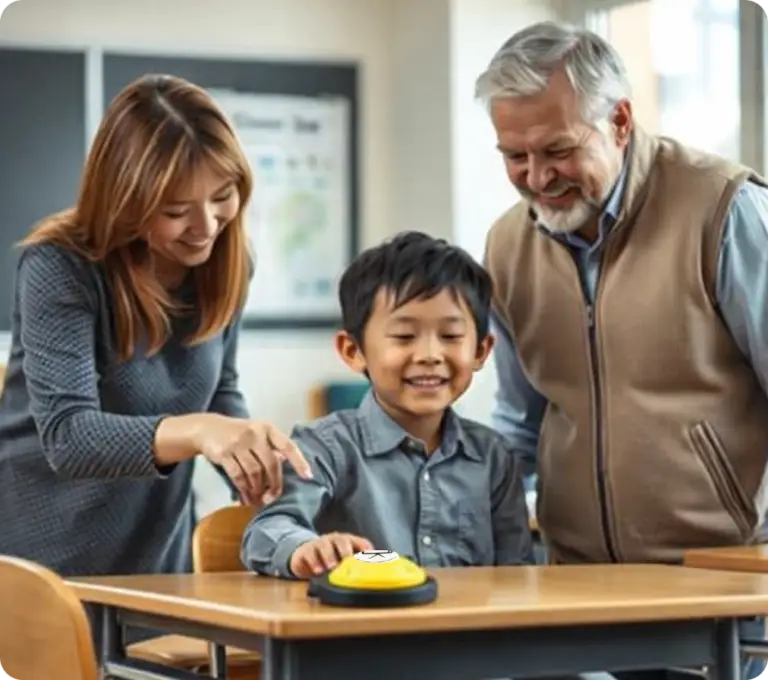 A supportive assessment team conducting a Lifespace Access Profile session with a young student in an educational setting