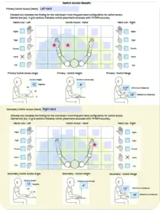 LAP-AT assessment form for identifying Primary and Secondary Switch Access Sites, including site characteristics and switch positioning.