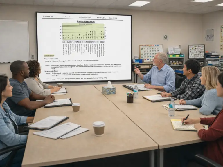 Team reviewing Emotional Resources report page of LAP-AS